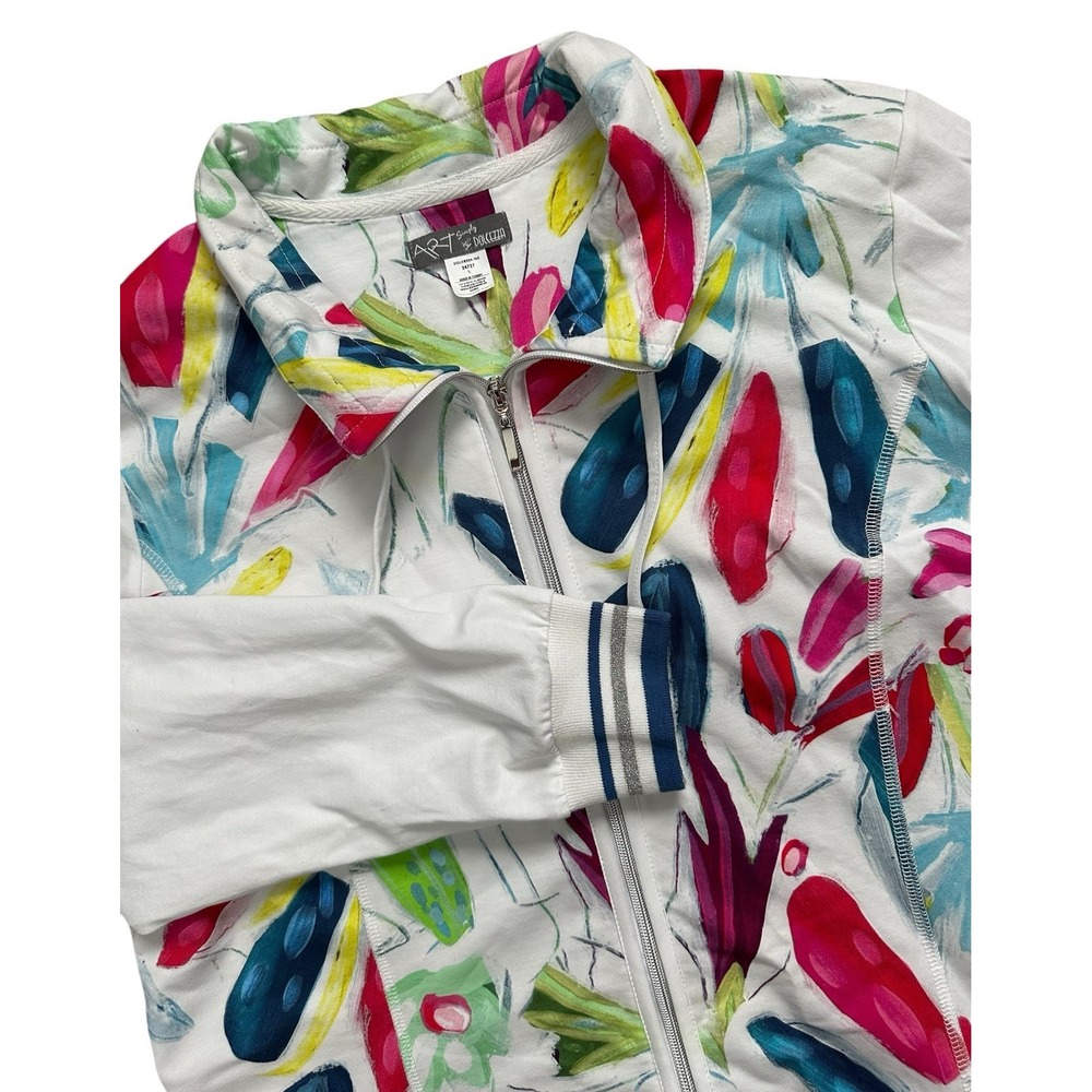 ART by Basler White Multicolor Zip-Front Jacket